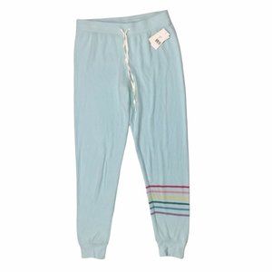 PJ Salvage Blue Rainbow Stripe Leg Knit Jogger Pajama Lounge Pants Women's XS